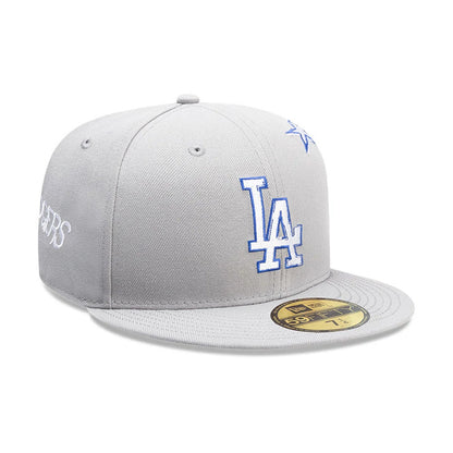 Pictured is this MLB Punkcore Los Angeles Dodgers 59FIFTY Fitted cap in grey. 4