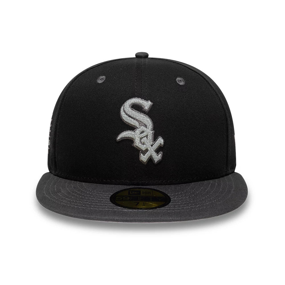 Pictured is this MLB Reflective Chicago White Sox 59FIFTY Fitted cap in black. 5