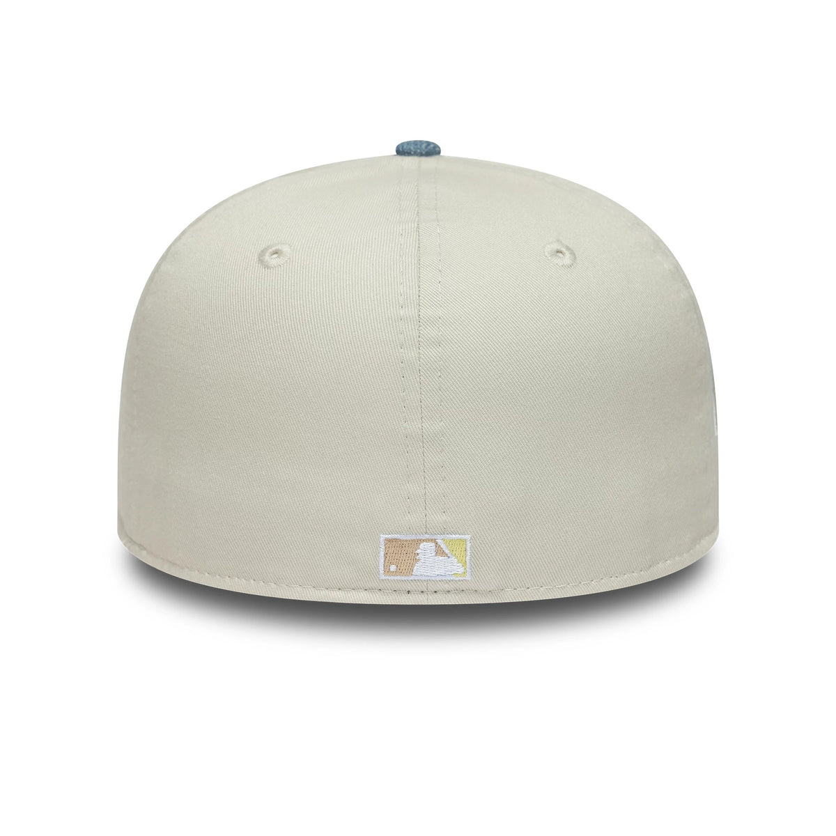 Pictured is this MLB Denim Mix New York Yankees 59FIFTY Fitted cap in beige. 7