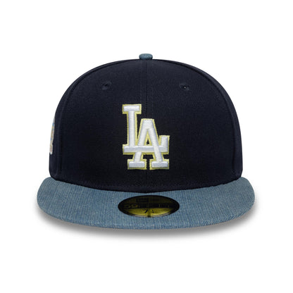 Pictured is this MLB Denim Mix LA Dodgers 59FIFTY Fitted cap in navy. 3