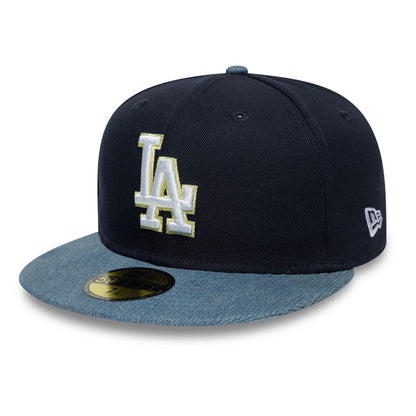 Pictured is this MLB Denim Mix LA Dodgers 59FIFTY Fitted cap in navy. 4