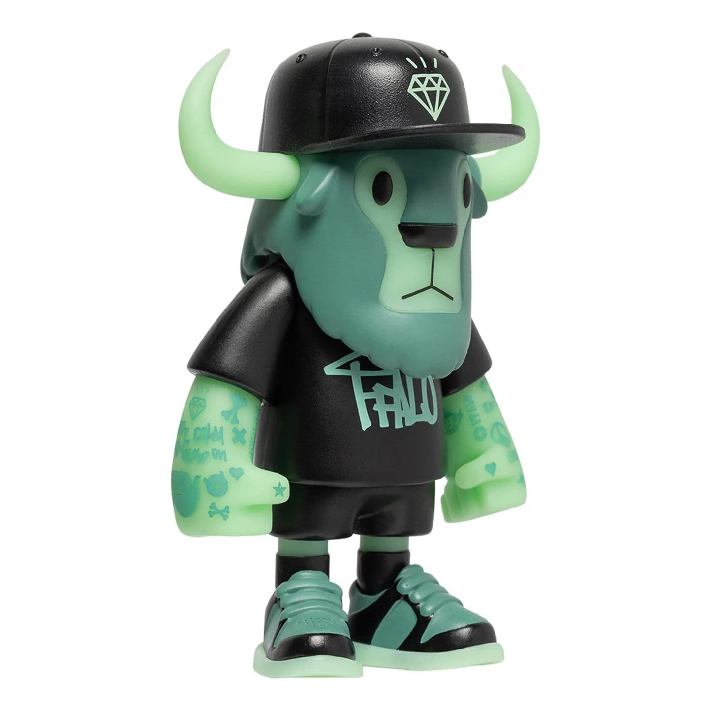 Pictured is this New Era 59FIFTY Day 2026 Glow In The Dark Ffalo figure in black. 5
