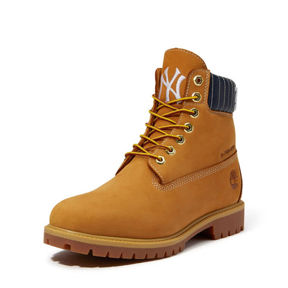 Pictured are these Timberland X New Era New York Yankees Premium Waterproof 6-Inch Boots in Panama Tan. 2