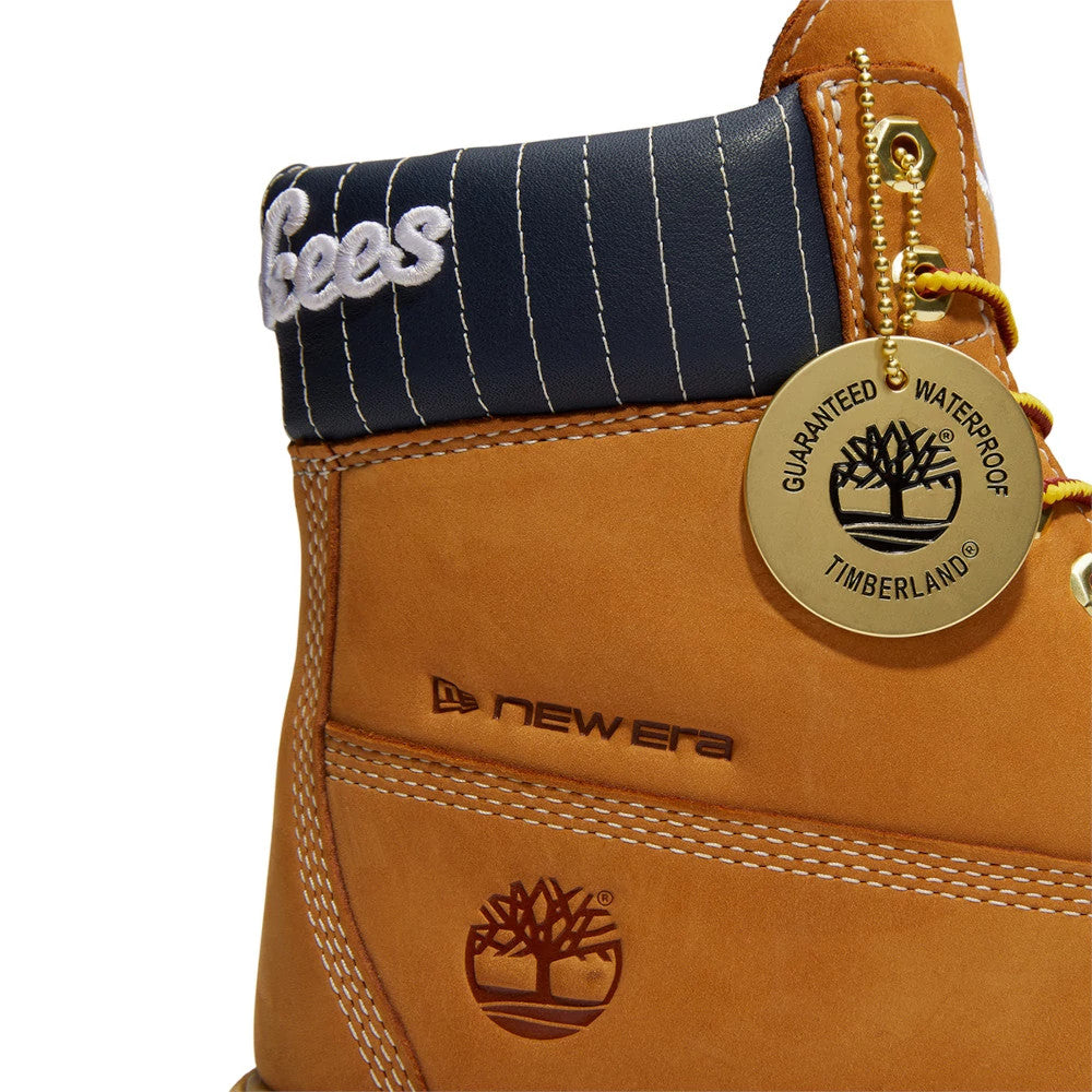 Pictured are these Timberland X New Era New York Yankees Premium Waterproof 6-Inch Boots in Panama Tan. 9