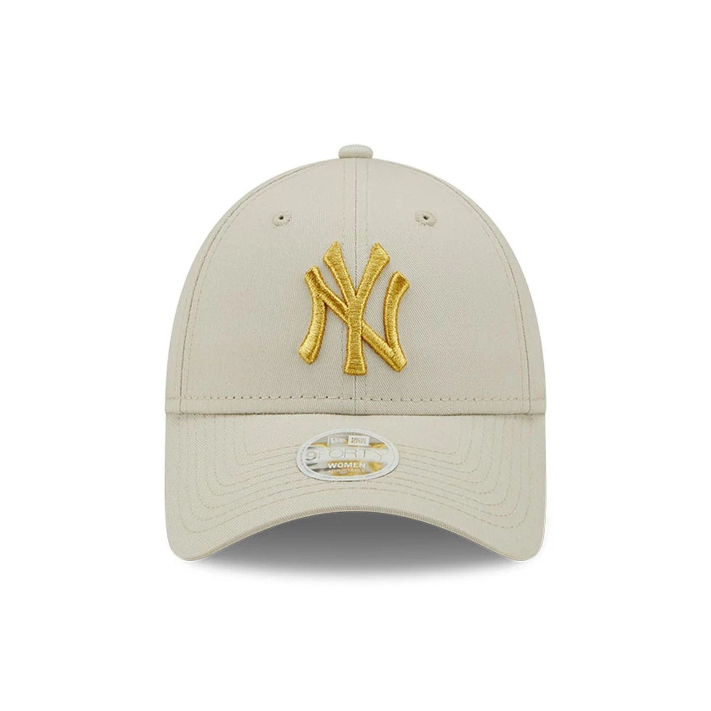 This is a New York Yankees Womens Metallic Logo Cream 9FORTY Adjustable Cap 2
