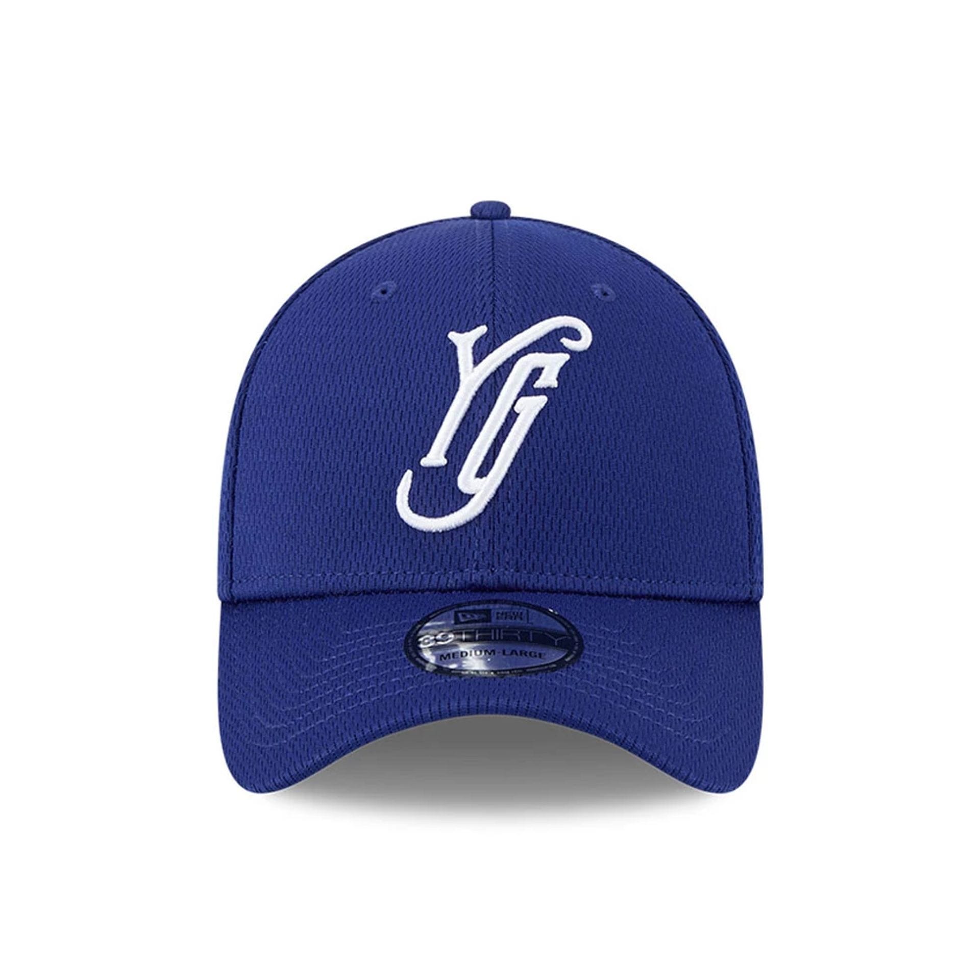 Pictured is this MiLB Batting Practice Hartford Yard Goats 39THIRTY Stretch Fit cap in dark blue. 2