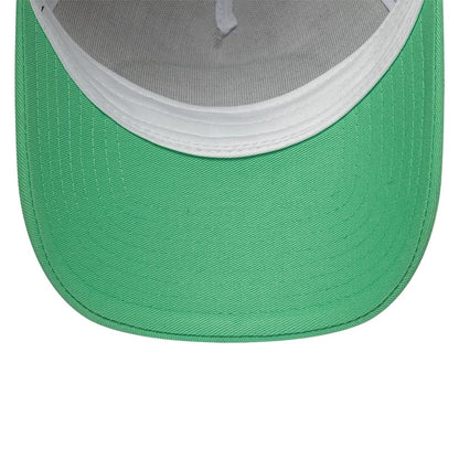 Pictured is this New Era Location Icon 9FORTY A-Frame Trucker Adjustable cap in open green. 7