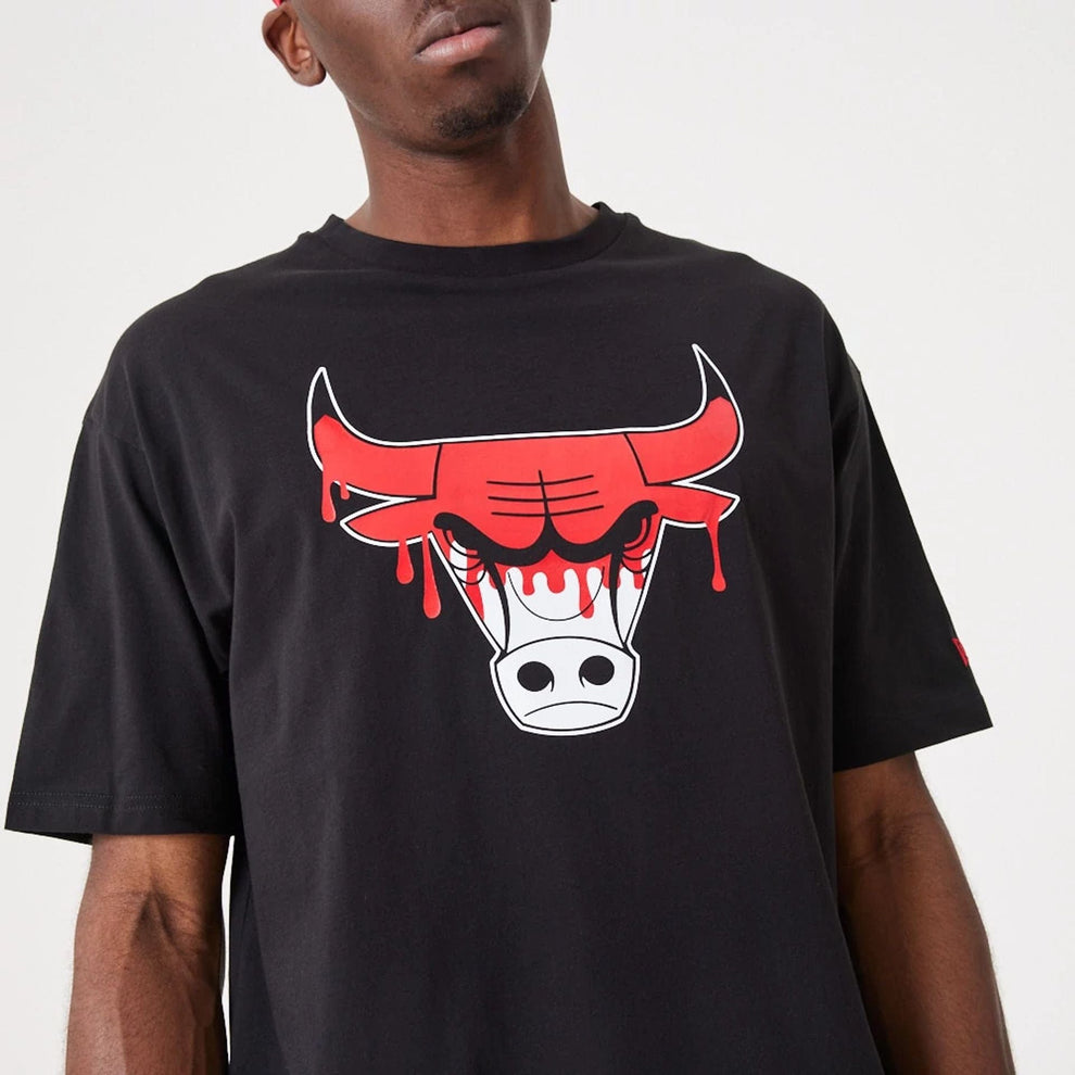 Chicago NBA Drip Logo Bulls Black TShirt New Era Cap