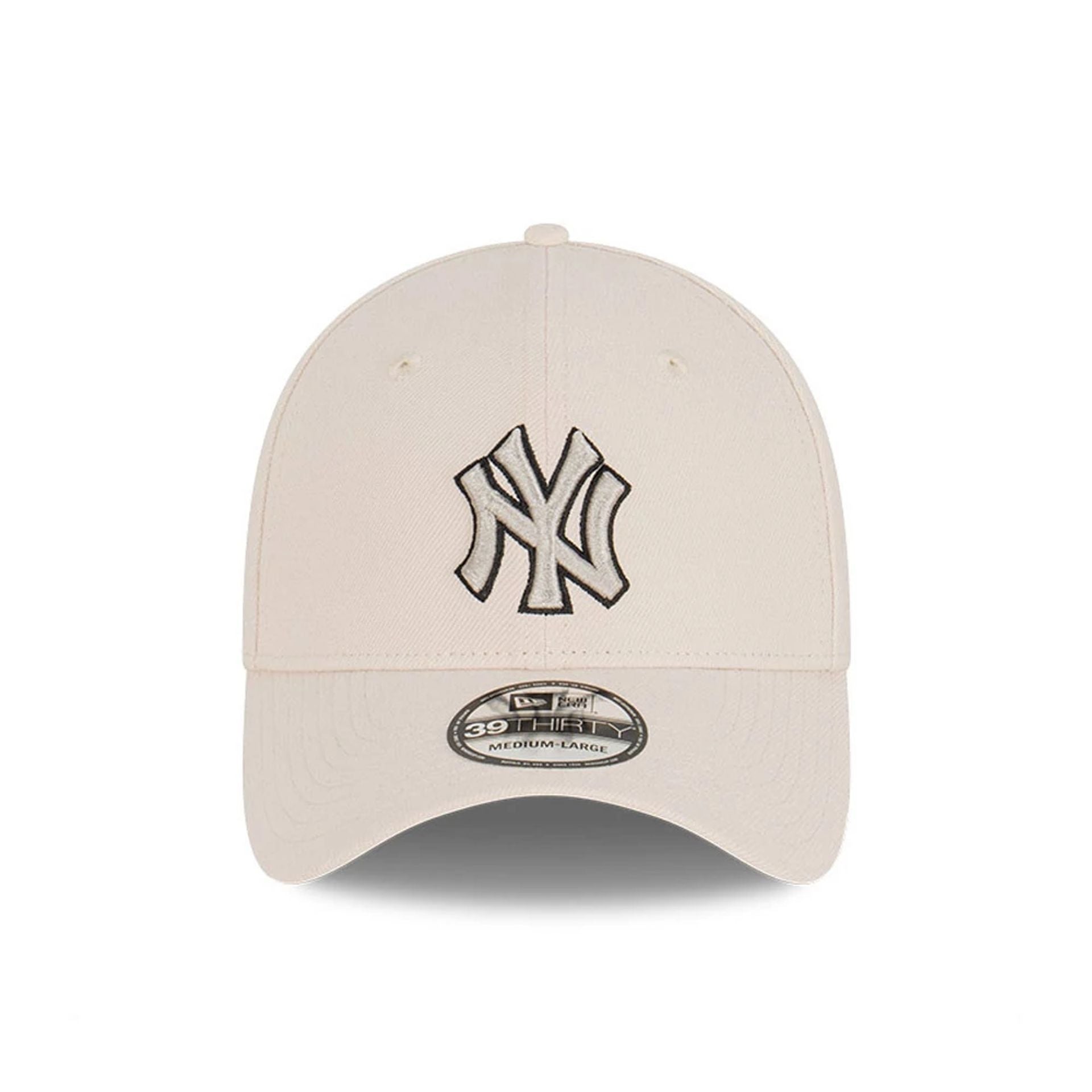 This is a New York Yankees Stone Grey Cream 39THIRTY Stretch Fit Cap 2