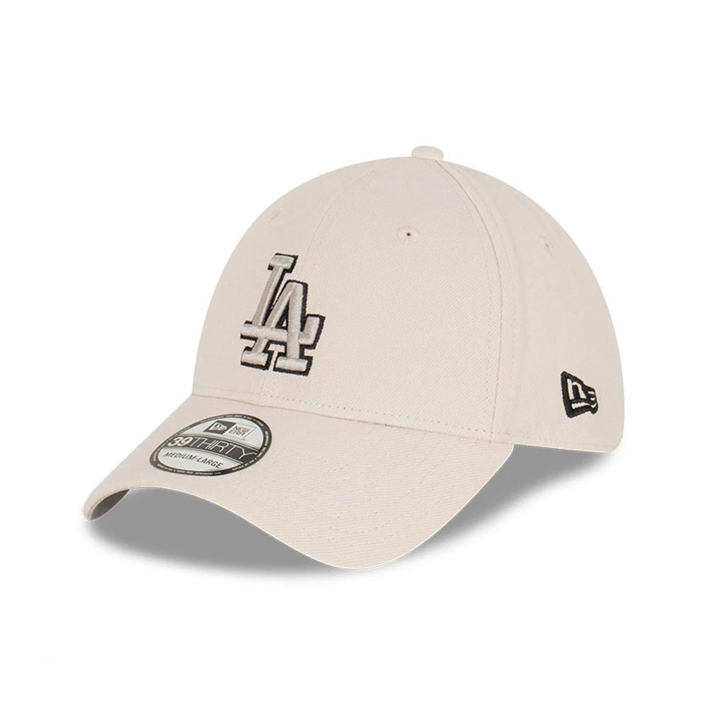 This is a LA Dodgers Stone Grey Cream 39THIRTY Stretch Fit Cap 1