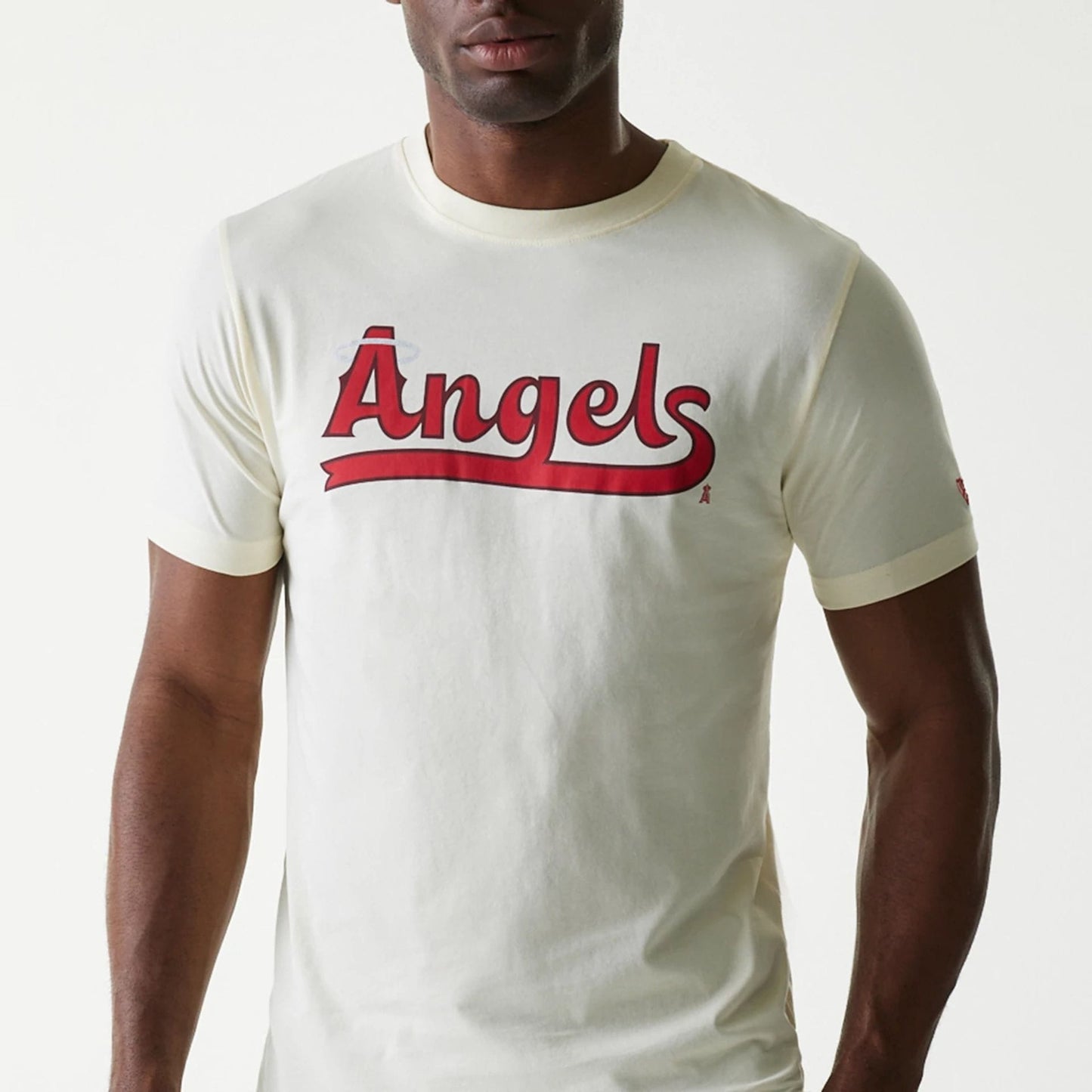 The Male model is wearing LA Angels MLB City Connect Cream T-Shirt 3