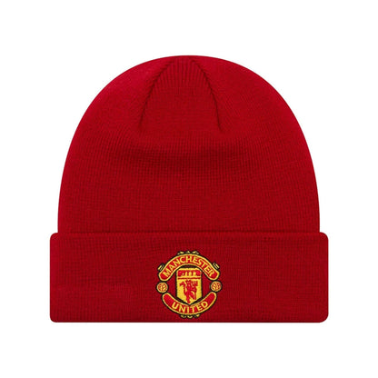 This is a Manchester United FC Youth Red Cuff Knit Beanie Hat 1