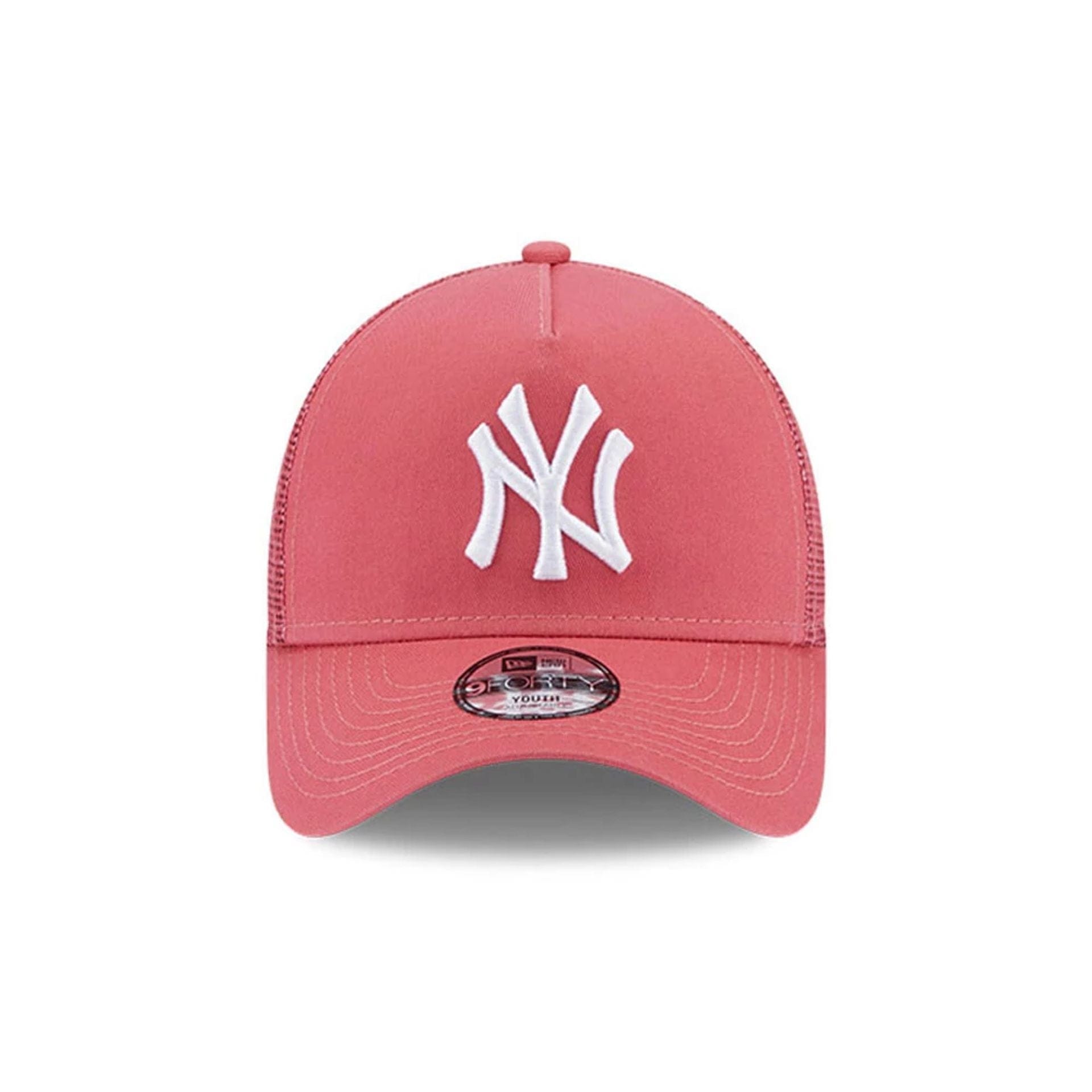 This is a Youth MLB League Essential New York Yankees Pink 9FORTY Trucker Cap 2