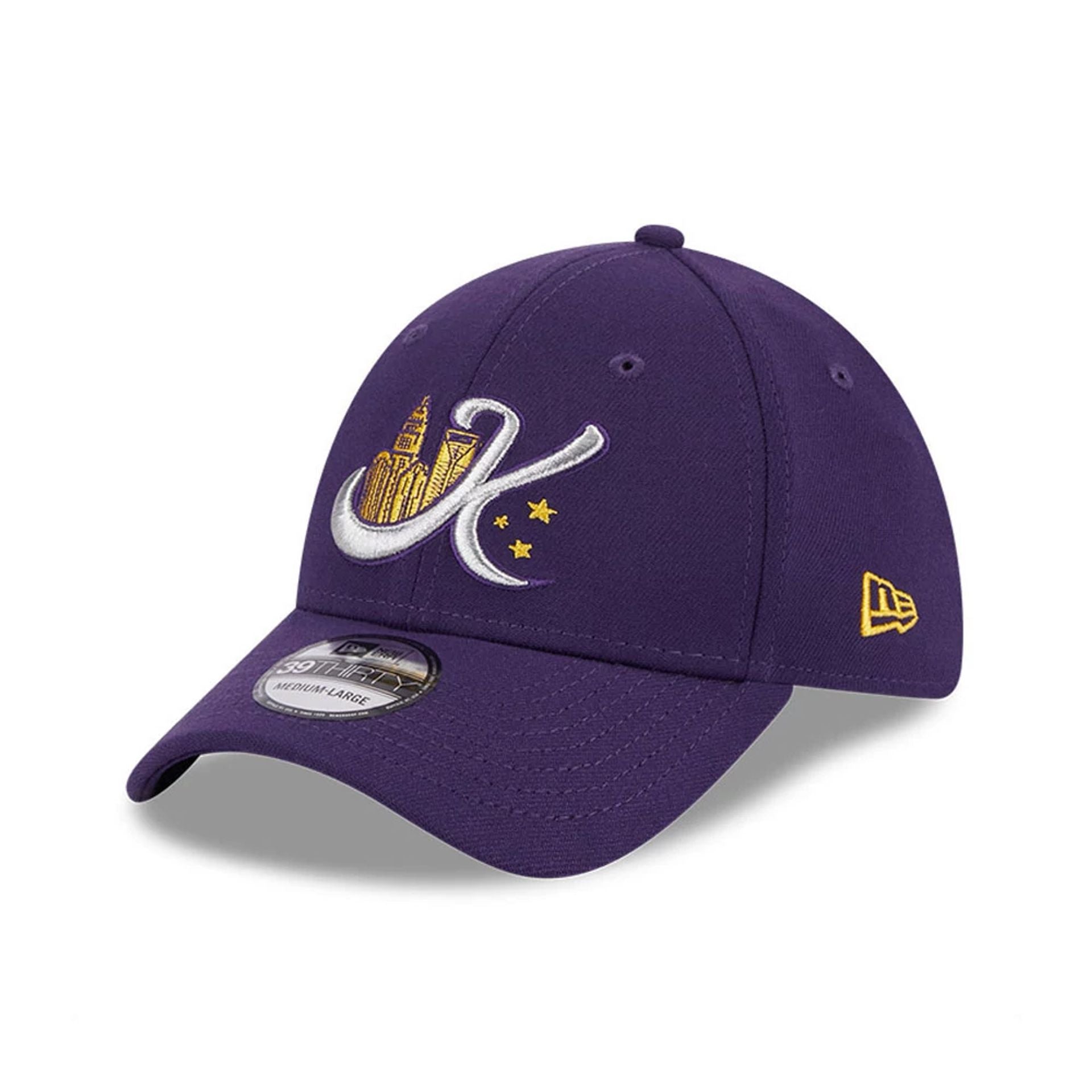 This is a Charlotte Knights MiLB Theme Night Purple 39THIRTY Stretch Fit Cap 1