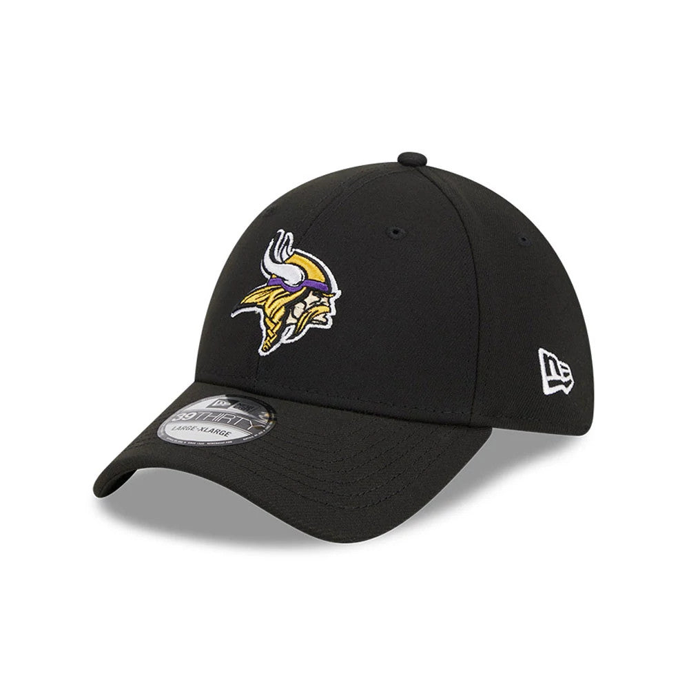 Pictured is this NFL Evergreen Minnesota Vikings 39THIRTY Stretch Fit cap in black. 1