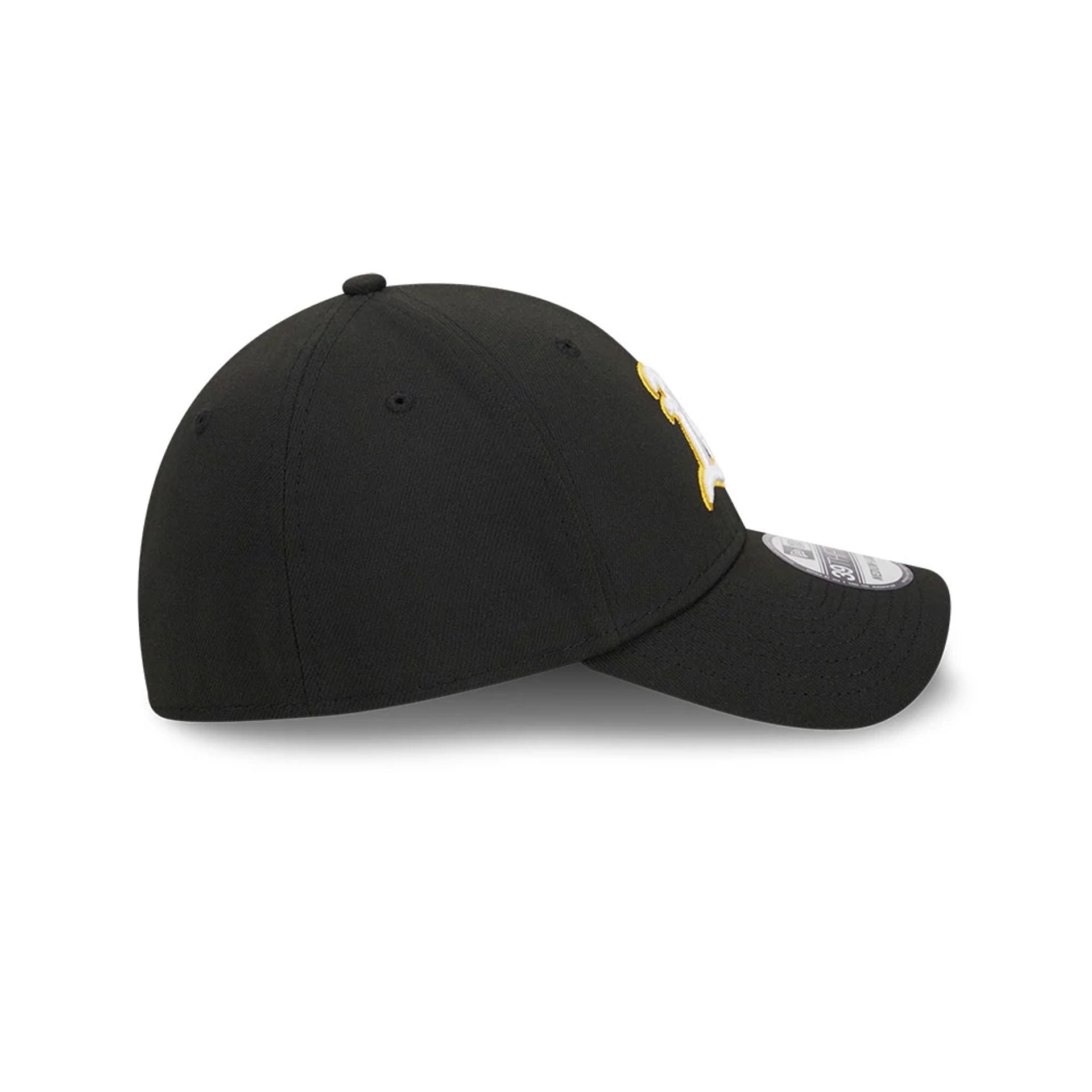 Pictured is this MLB Evergreen Athletics 39THIRTY Stretch Fit cap in black. 6