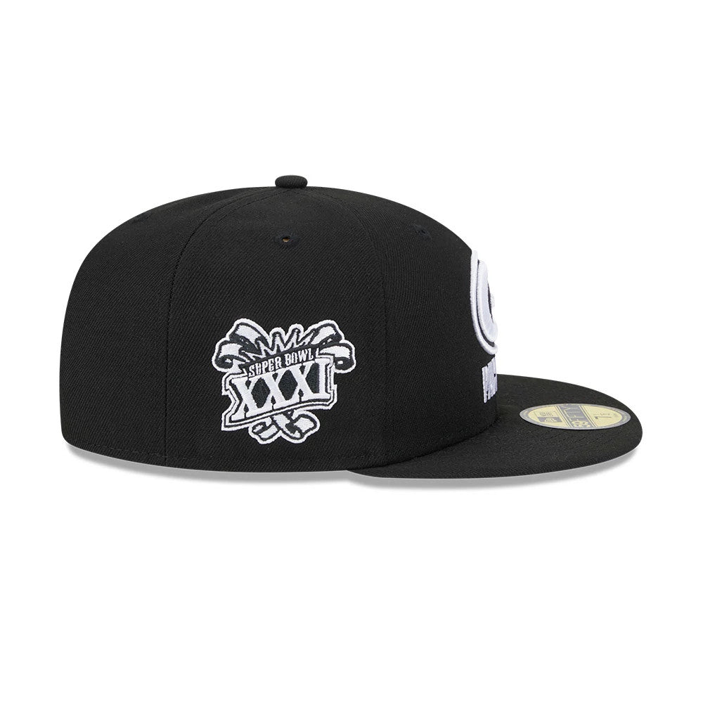Pictured is this NFL Evergreen Green Bay Packers 59FIFTY Fitted cap in black. 5