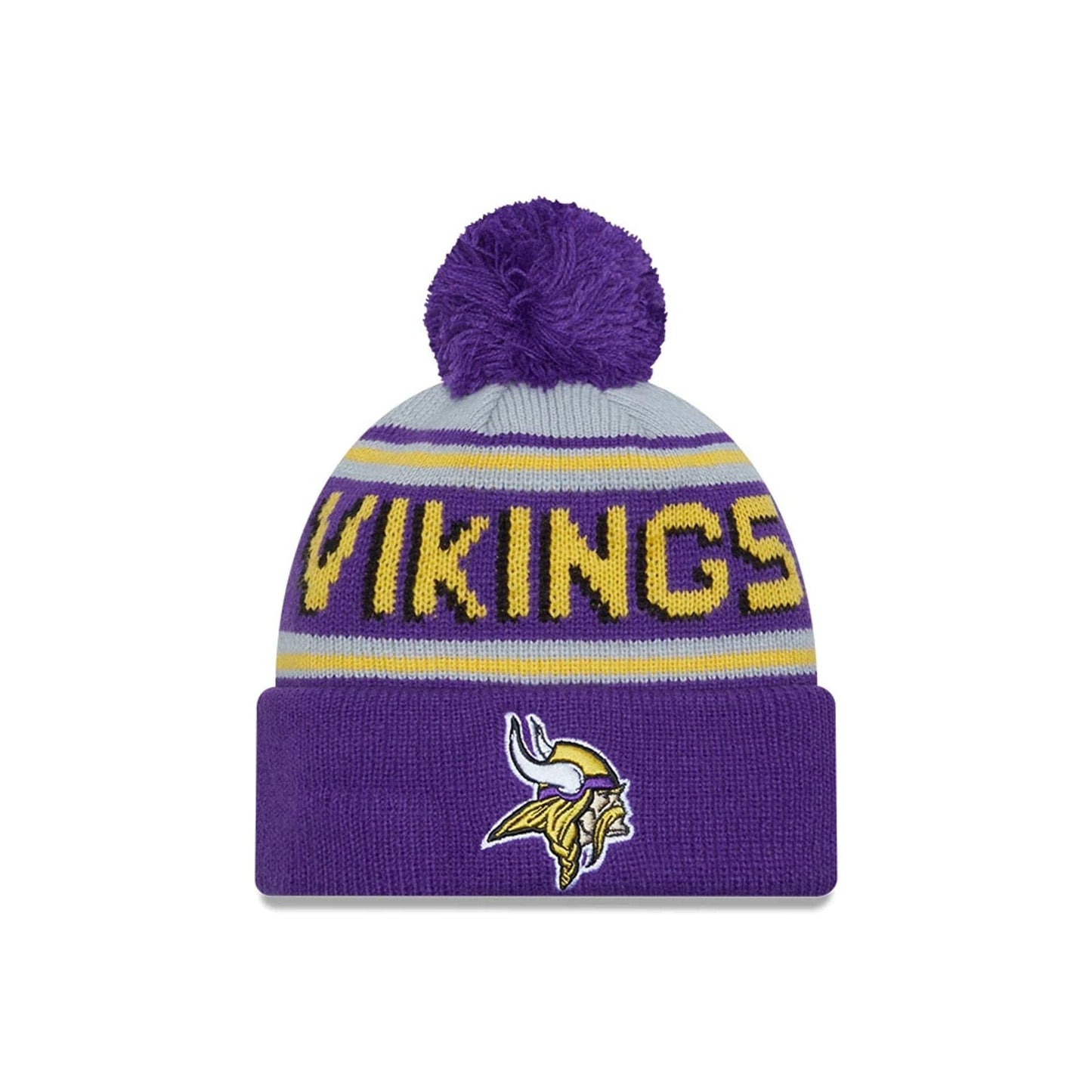 NFL Pom Wordmark Minnesota Vikings Purple Bobble Knit Beanie Hat