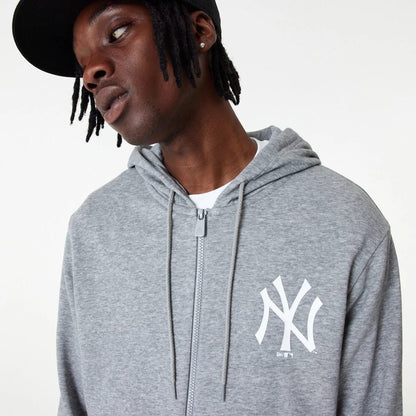 The Male model is wearing New York Yankees MLB Essential Grey Full Zip Hoodie 3