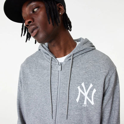 The Male model is wearing New York Yankees MLB Essential Grey Full Zip Hoodie 3