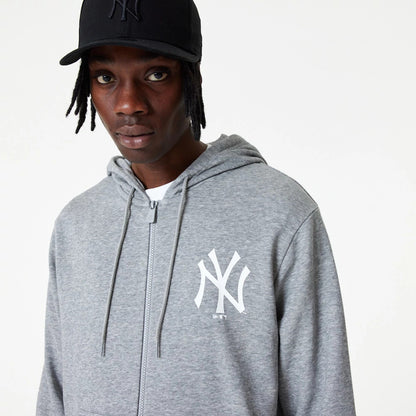 The Male model is wearing New York Yankees MLB Essential Grey Full Zip Hoodie 7