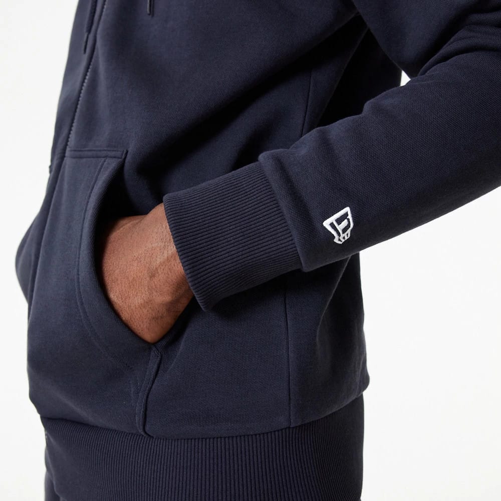 The Male model is wearing New York Yankees MLB Essential Navy Full Zip Hoodie 4