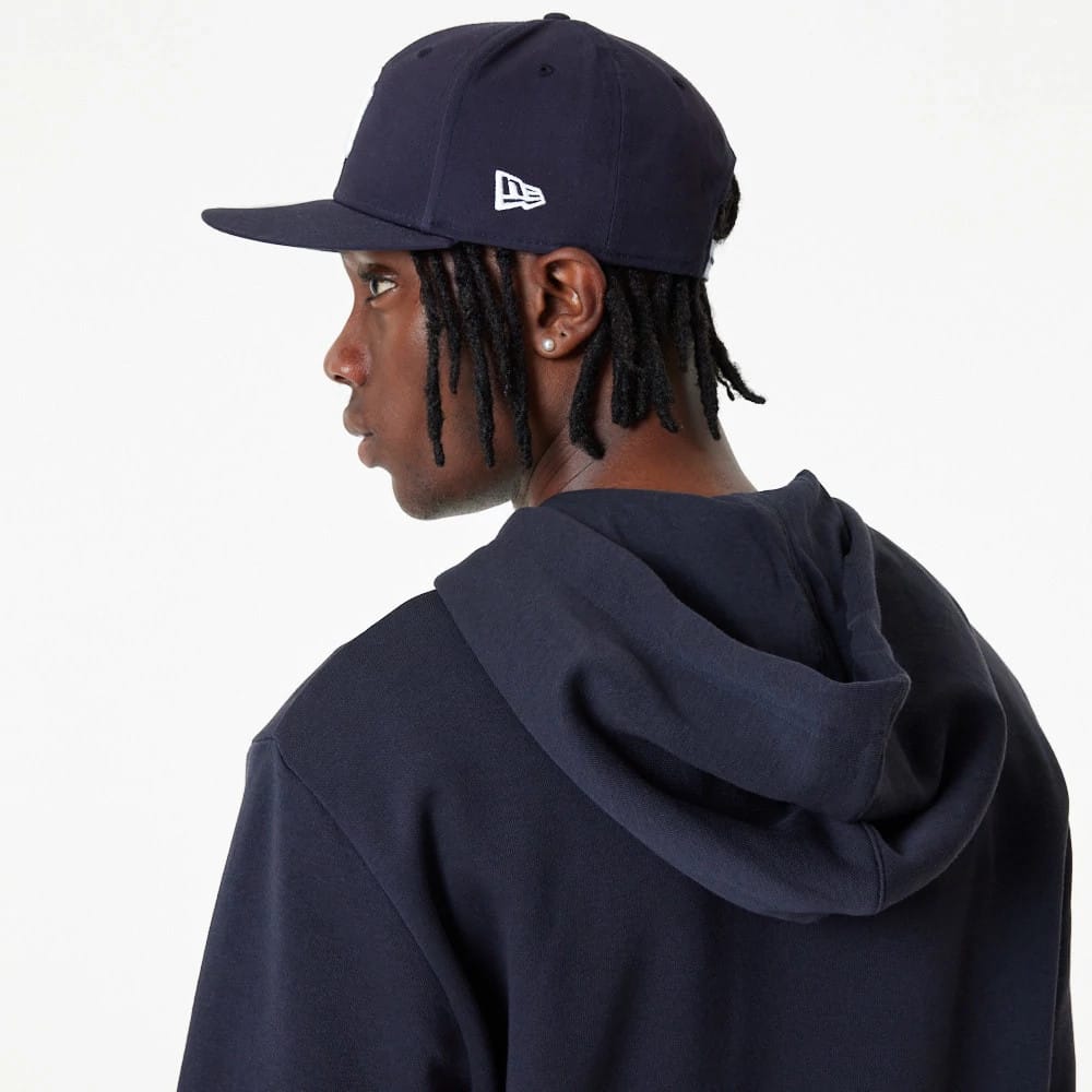 The Male model is wearing New York Yankees MLB Essential Navy Full Zip Hoodie 3