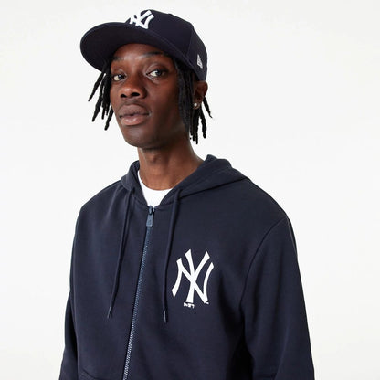 The Male model is wearing New York Yankees MLB Essential Navy Full Zip Hoodie 6