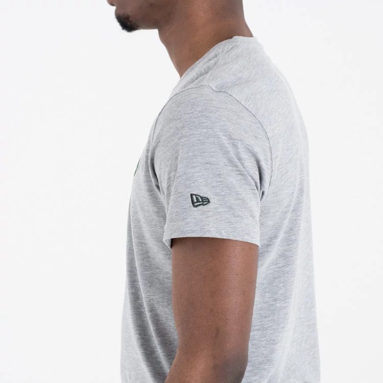 The Male model is wearing Milwaukee Bucks NBA Regular Grey T-Shirt 5