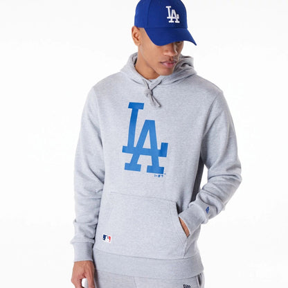 The Male model is wearing LA Dodgers MLB Regular Grey Pullover Hoodie 1