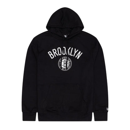 The Male model is wearing Brooklyn Nets NBA Regular Black Pullover Hoodie 1
