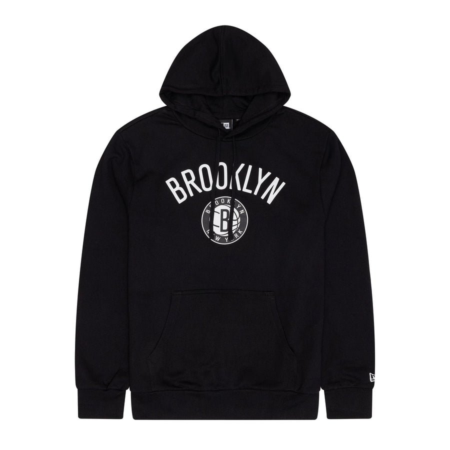 The Male model is wearing Brooklyn Nets NBA Regular Black Pullover Hoodie 1