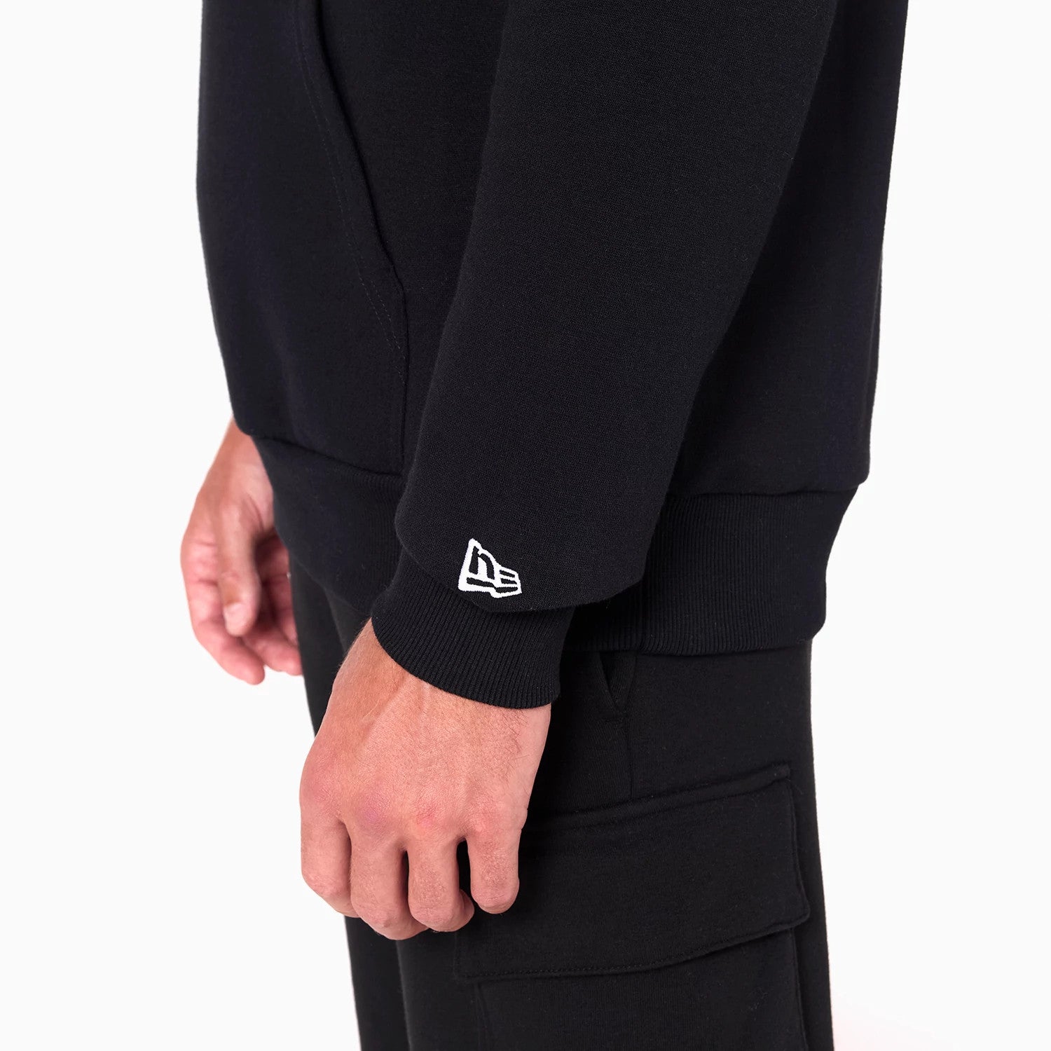 The Male model is wearing NFL Shield Logo NFL Black Pullover Hoodie 5
