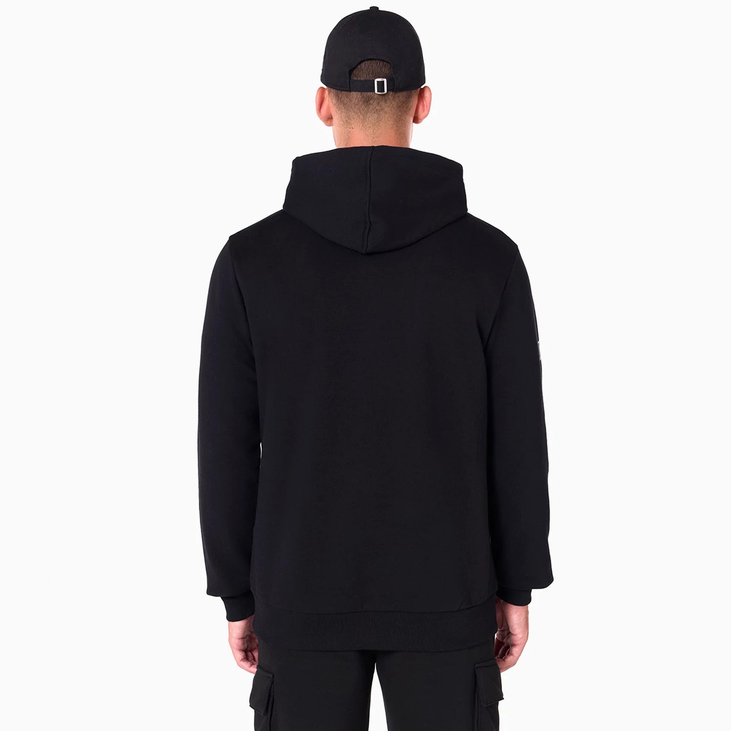 The Male model is wearing NFL Shield Logo NFL Black Pullover Hoodie 2