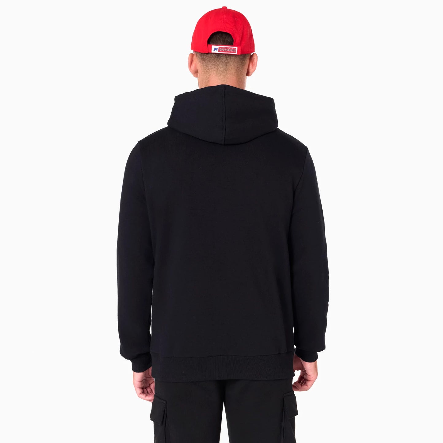 The Male model is wearing Tampa Bay Buccaneers NFL Black Pullover Hoodie 2
