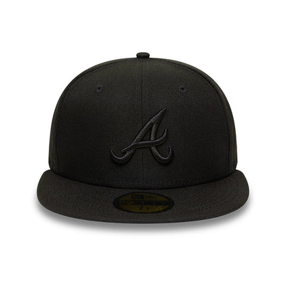This is a Atlanta Braves MLB Black on Black 59FIFTY Fitted Cap 6