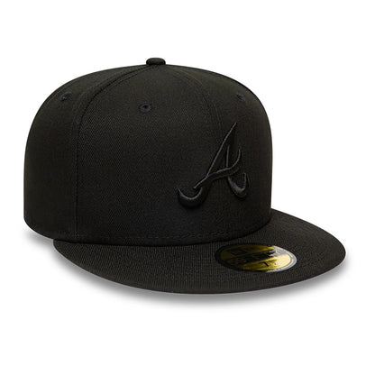 This is a Atlanta Braves MLB Black on Black 59FIFTY Fitted Cap 7
