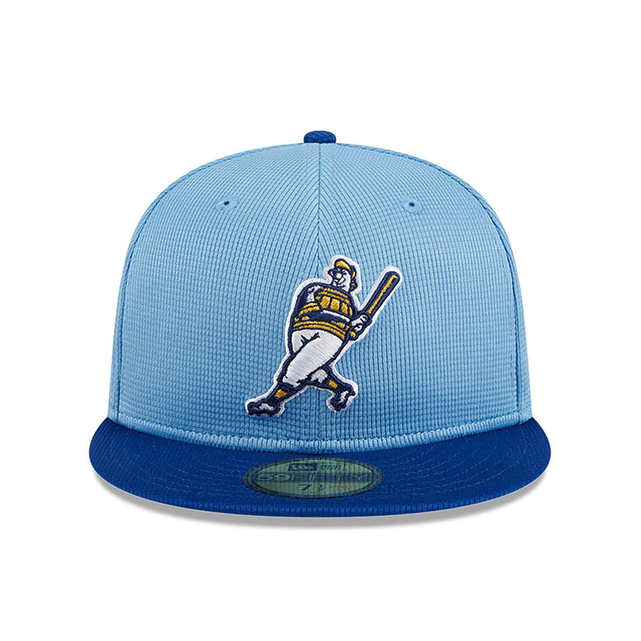 This is a Milwaukee Brewers MLB Batting Practice Light Blue 59FIFTY Fitted Cap 3
