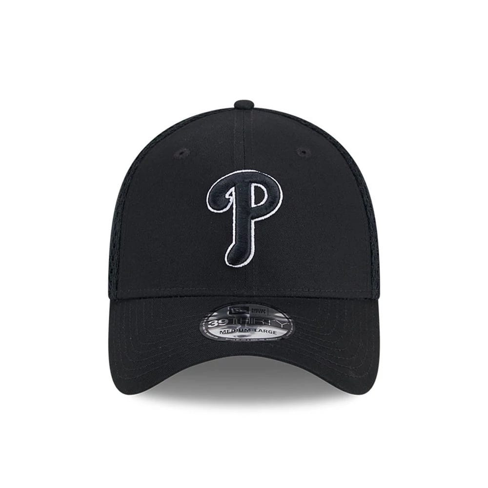 Pictured is this MLB Evergreen Neo Philadelphia Phillies 39THIRTY Stretch Fit cap in black. 3