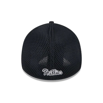 Pictured is this MLB Evergreen Neo Philadelphia Phillies 39THIRTY Stretch Fit cap in black. 2