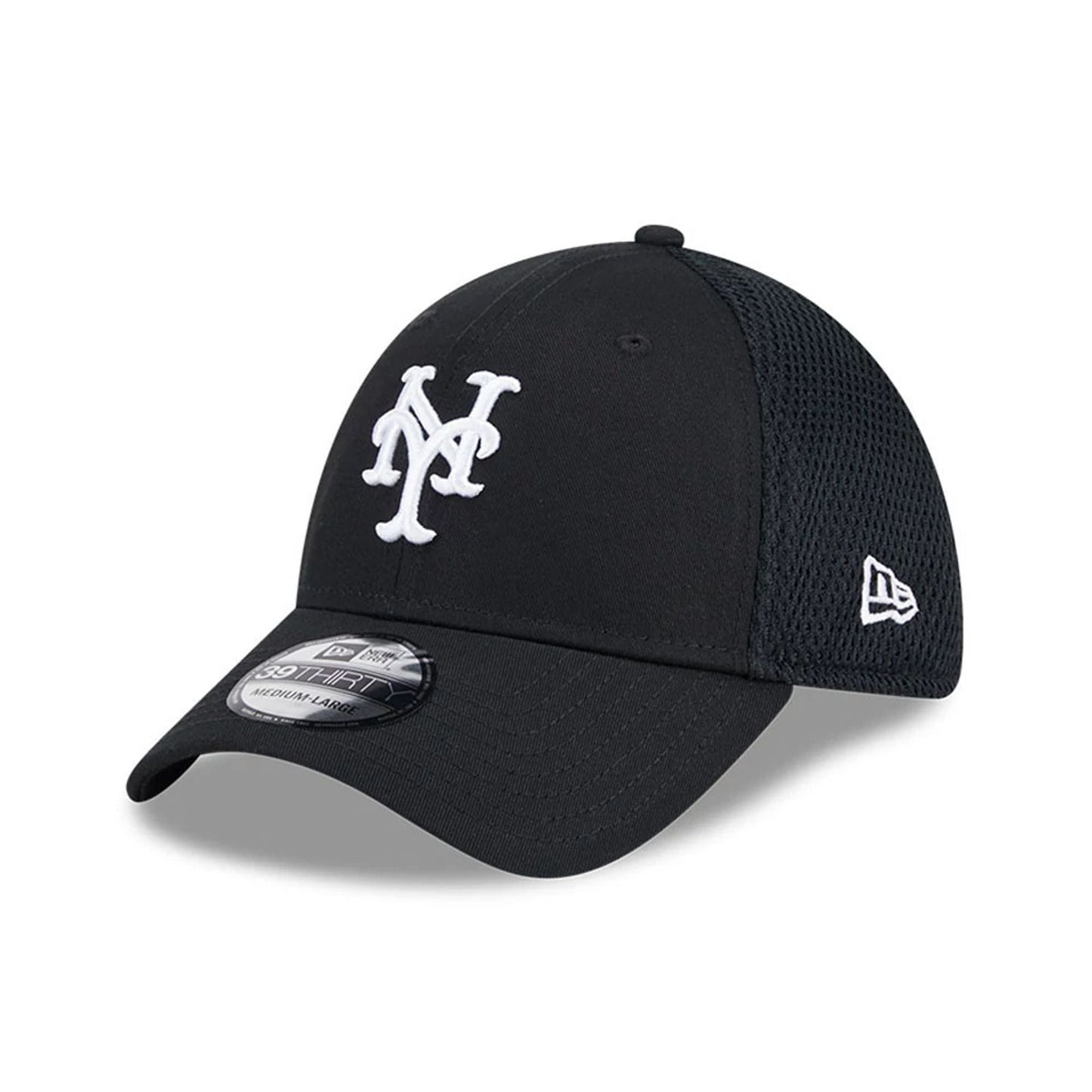Pictured is this MLB Evergreen Neo New York Mets 39THIRTY Stretch Fit cap in black. 1