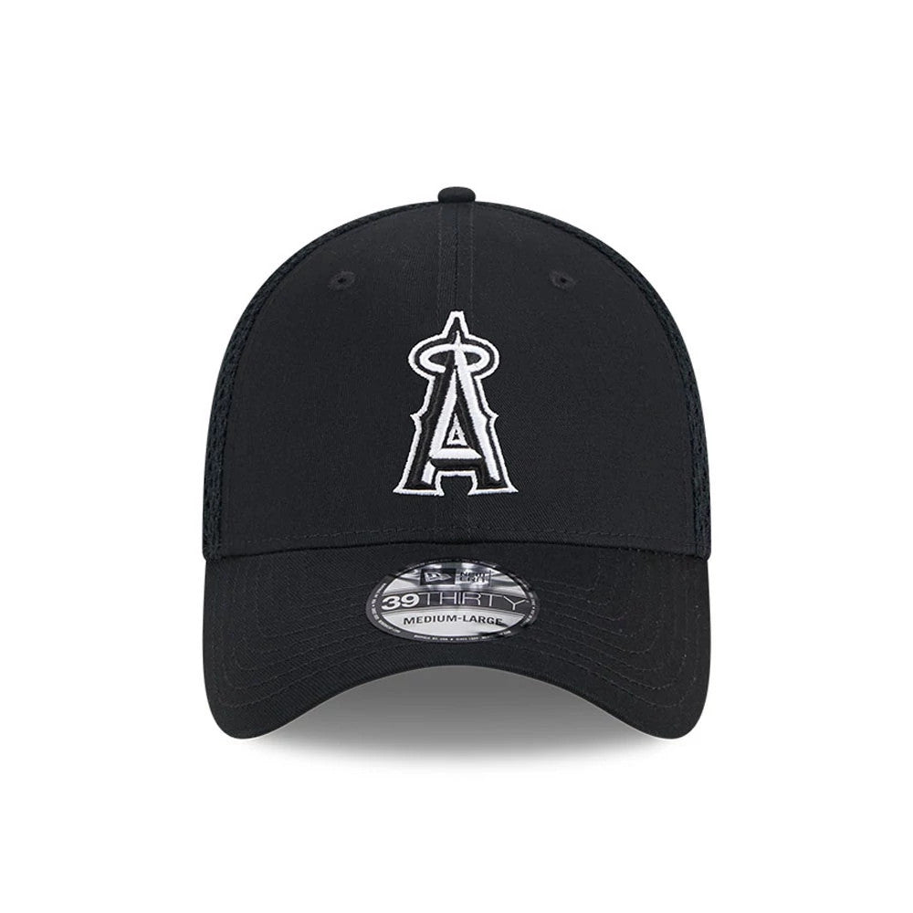 Pictured is this MLB Evergreen Neo LA Angels 39THIRTY Stretch Fit cap in black. 2