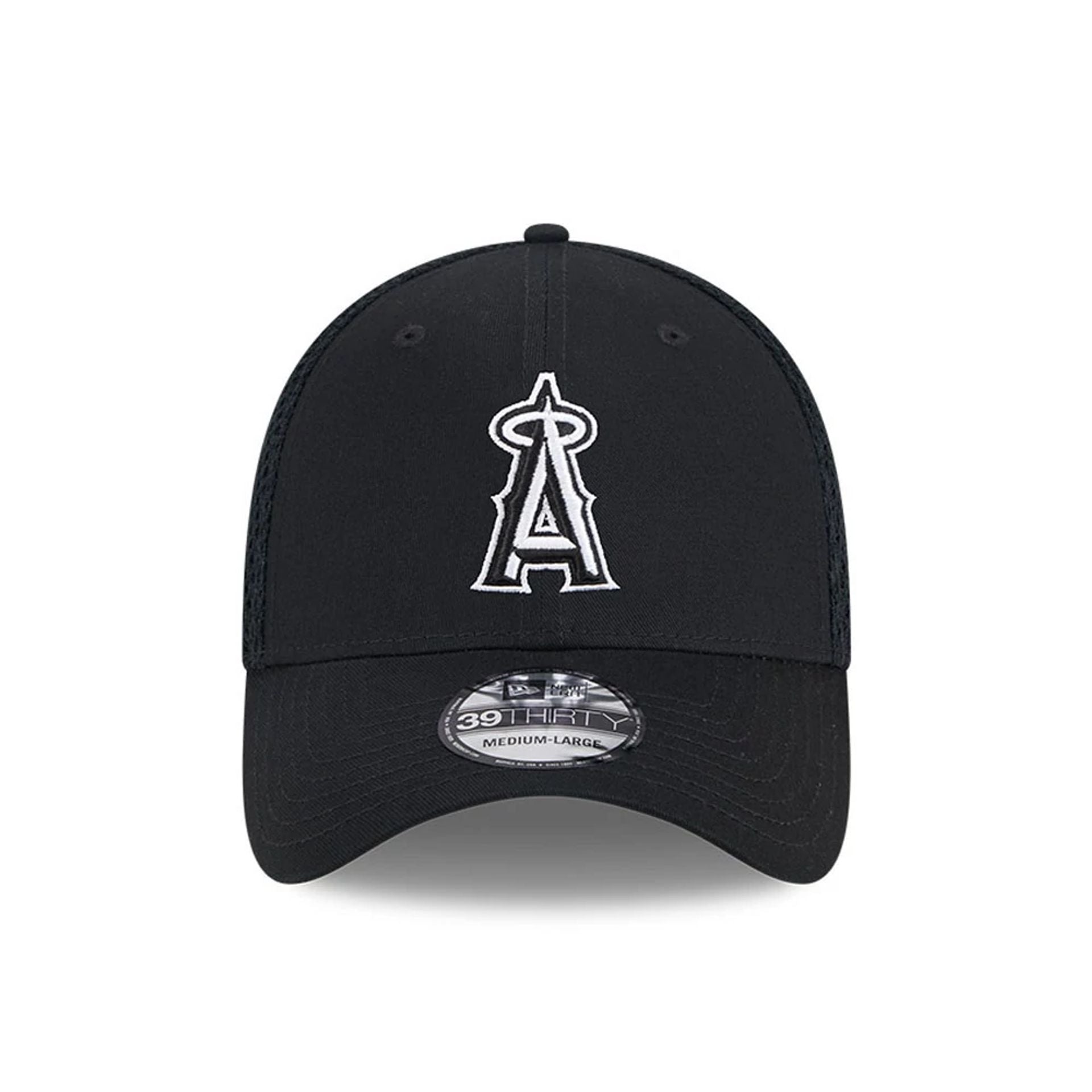 Pictured is this MLB Evergreen Neo LA Angels 39THIRTY Stretch Fit cap in black. 2