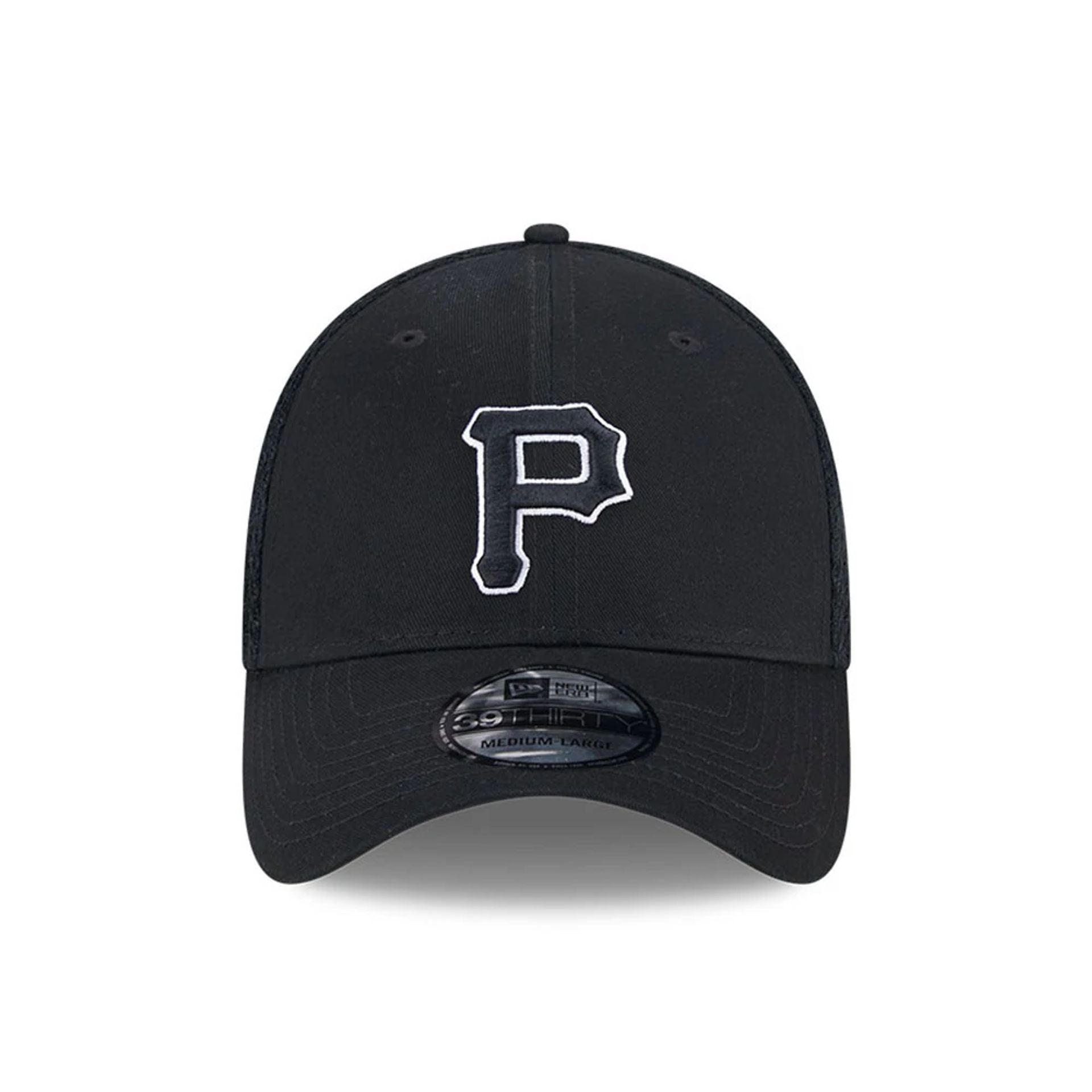 Pictured is this MLB Evergreen Neo Pittsburgh Pirates 39THIRTY Stretch Fit cap in black. 3