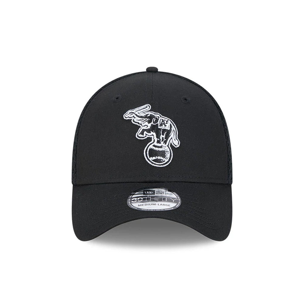 Pictured is this MLB Evergreen Neo Athletics 39THIRTY Stretch Fit cap in black. 2