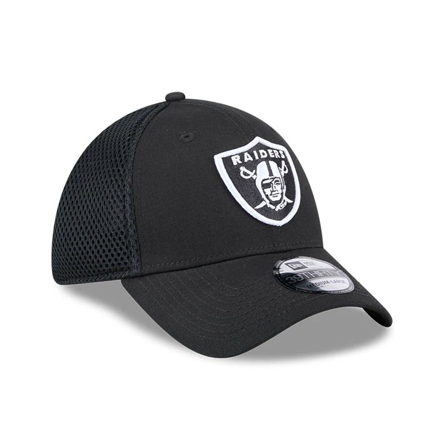 Pictured is this NFL Evergreen Neo Las Vegas Raiders 39THIRTY Stretch Fit cap in black. 4