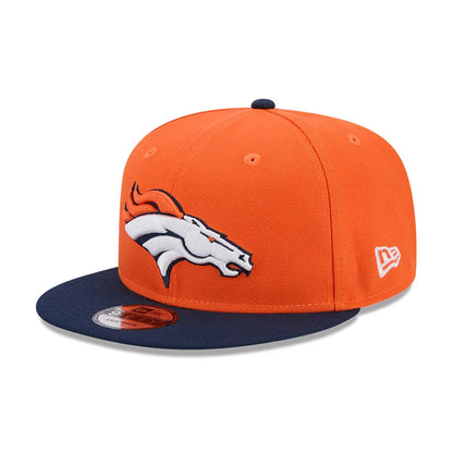 Pictured is this NFL Evergreen Denver Broncos 9FIFTY Snapback cap in orange. 1