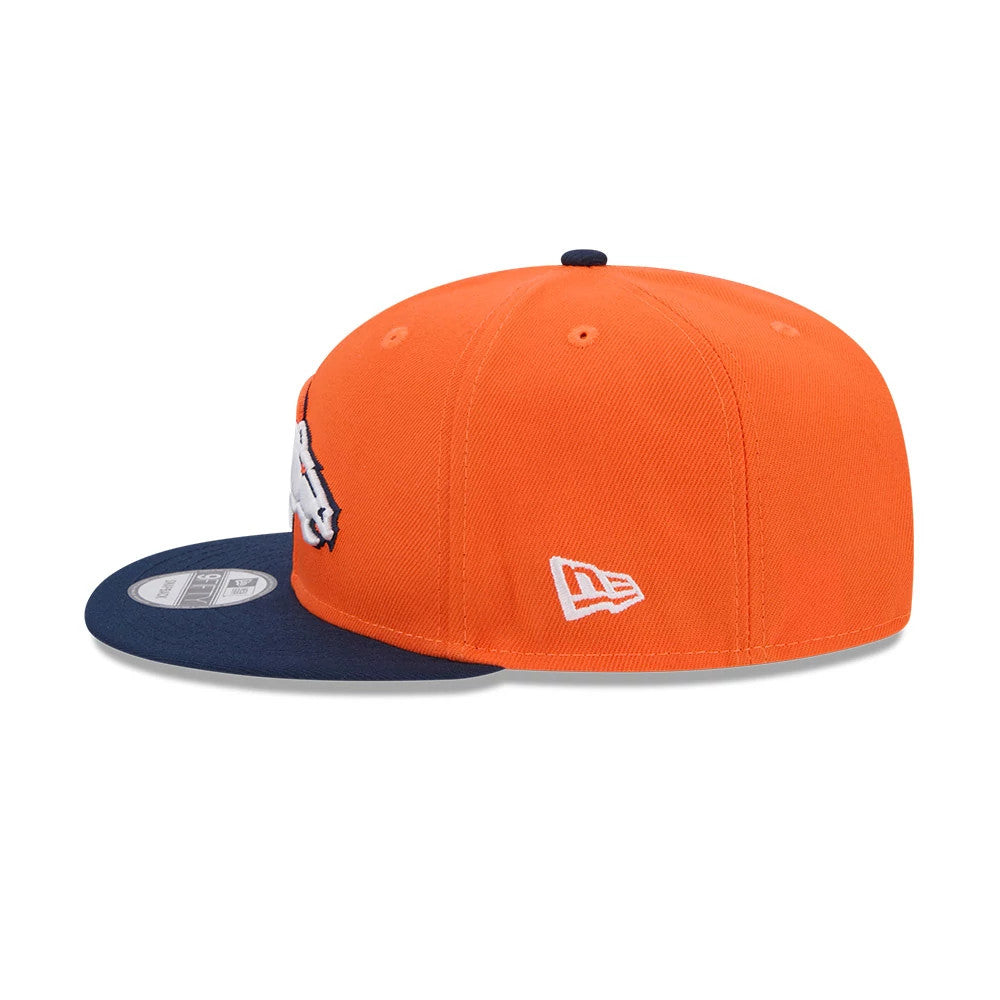 Pictured is this NFL Evergreen Denver Broncos 9FIFTY Snapback cap in orange. 5