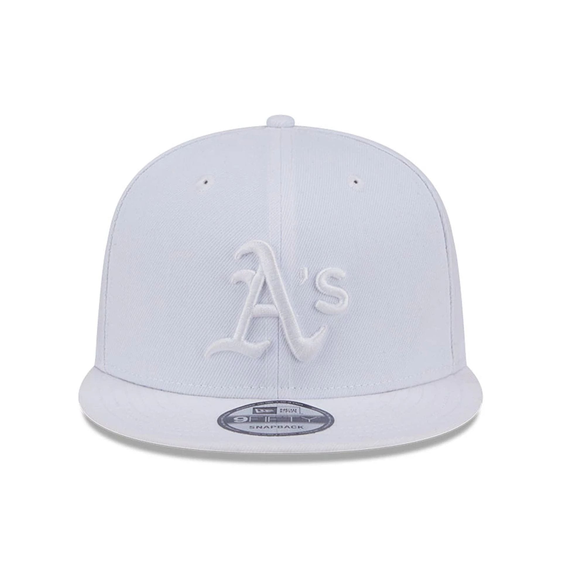 Pictured is this MLB Evergreen Athletics 9FIFTY Snapback cap in white. 3