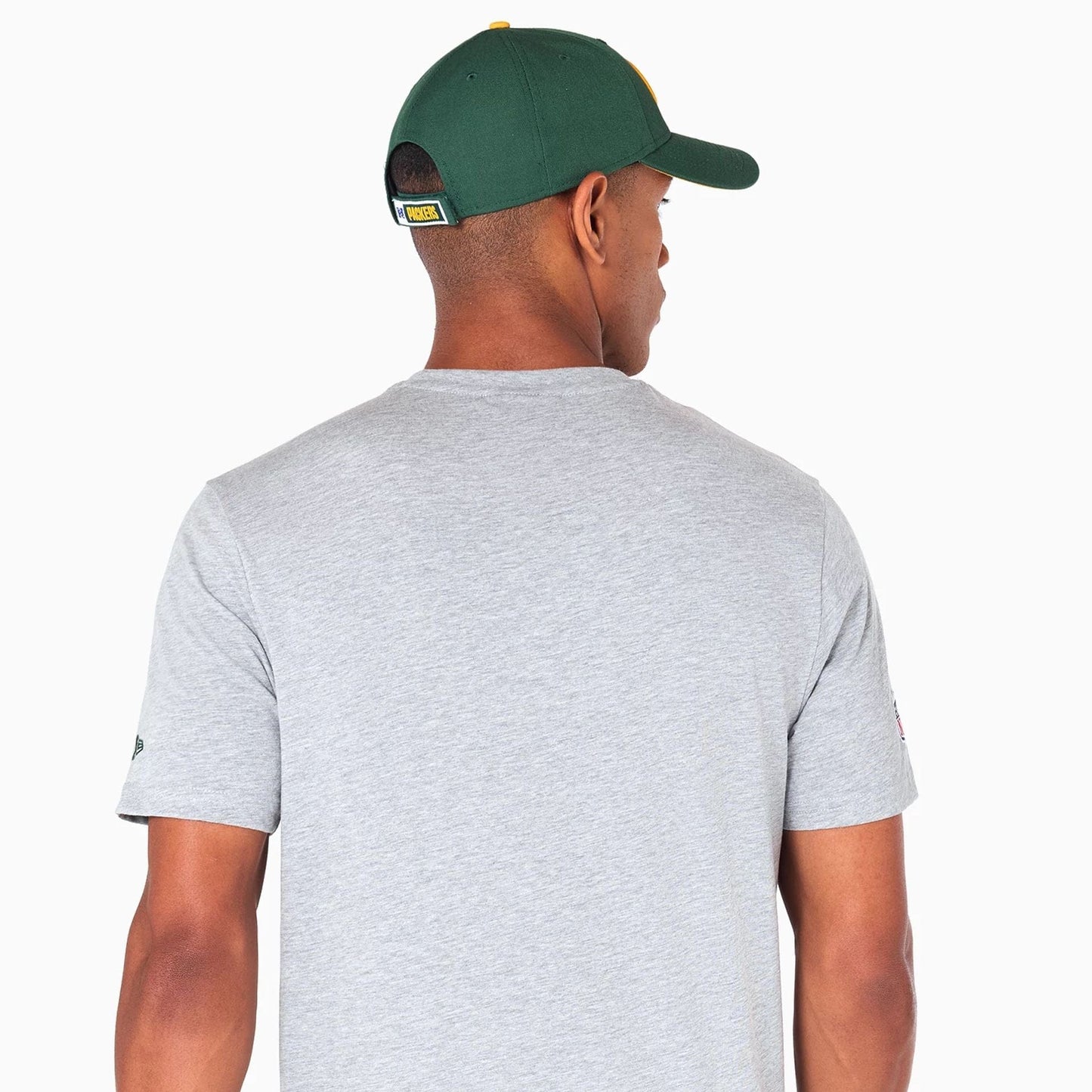 The Male model is wearing Green Bay Packers NFL Grey T-Shirt 6